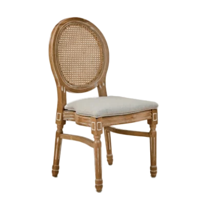 Silla Luis XVI respaldo cannage y asiento de lino